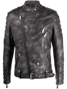 Philipp Plein куртка с эффектом потертости и металлическим логотипом