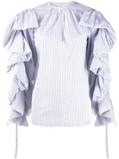 Givenchy блузка в тонкую полоску с оборками