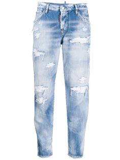 Dsquared2 укороченные джинсы с эффектом потертости