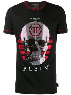 Philipp Plein футболка с декором Skull и стразами