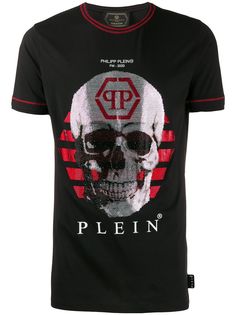 Philipp Plein футболка с декором Skull и стразами