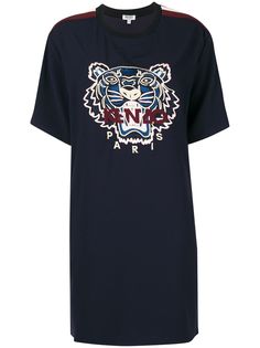 Kenzo креповое платье с вышивкой тигра