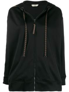 Fendi куртка на молнии с капюшоном и контрастными полосками по бокам
