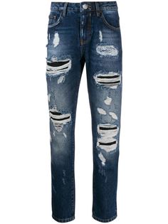 Philipp Plein джинсы бойфренды с эффектом потертости