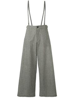 Yohji Yamamoto брюки широкого кроя с подтяжками