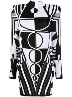 Balmain жаккардовое платье с геометричным принтом