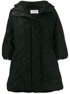 Valentino пальто с кружевным верхом и капюшоном
