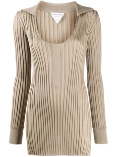 Bottega Veneta длинный топ в рубчик с U-образным вырезом
