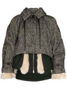 Sacai многослойная куртка с узором в елочку