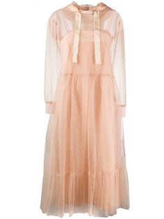 RedValentino платье с капюшоном и сетчатыми вставками