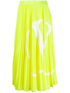Valentino плиссированная юбка миди с логотипом VLogo