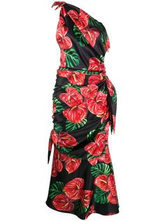 Dolce & Gabbana платье Laceleaf на одно плечо с принтом