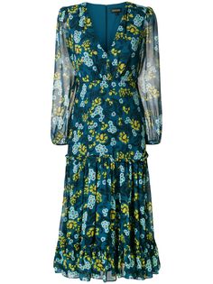 Saloni платье с длинными рукавами и цветочным принтом