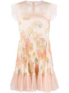 RedValentino плиссированное платье с цветочным принтом