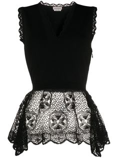 Alexander McQueen блузка с кружевной отделкой