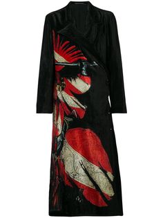 Yohji Yamamoto двубортное пальто с графичным принтом