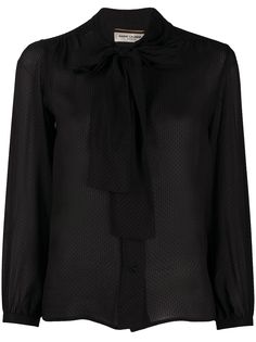Saint Laurent фактурная блузка с бантом