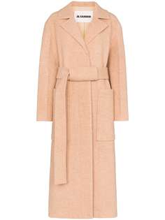 Jil Sander длинное пальто с поясом и воротником