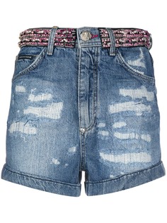 Philipp Plein джинсовые шорты со стразами