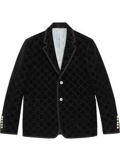 Gucci бархатный пиджак Palma с узором GG