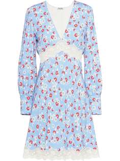 Miu Miu платье с цветочным принтом и кружевными вставками