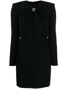 Saint Laurent декорированное платье мини с вырезной деталью