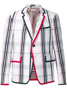 Thom Browne классический блейзер из сирсакера в клетку