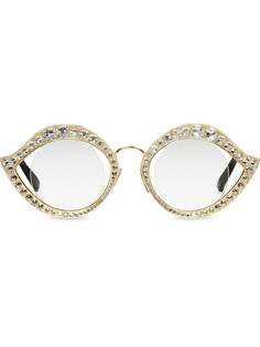 Gucci Eyewear солнцезащитные очки кошачий глаз с отделкой