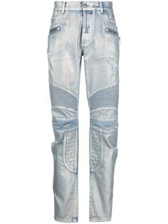 Balmain джинсы с эффектом металлик