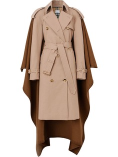 Burberry габардиновый тренч с контрастной вставкой