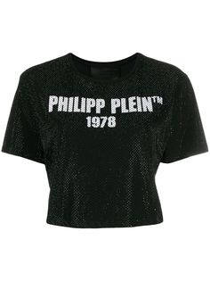 Philipp Plein укороченная футболка -23 с короткими рукавами и кристаллами