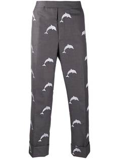 Thom Browne dolphin embroidered backstrap trousers