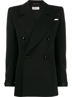 Saint Laurent двубортный пиджак с объемными плечами