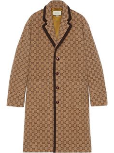 Gucci однобортное пальто с принтом GG
