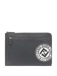 Fendi logo patch zipped pouch