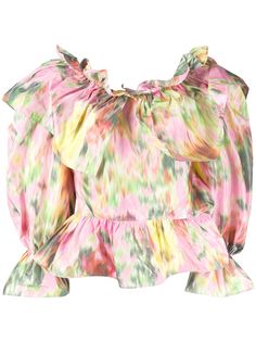 MSGM блузка с оборками и цветочным принтом