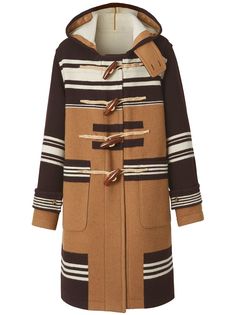 Burberry дафлкот с капюшоном и вставками в полоску