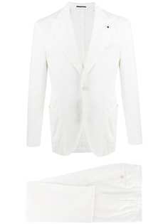 Lardini textured style cropped sleeve suit