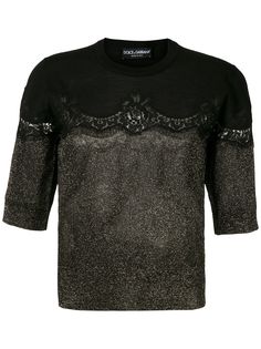 Dolce & Gabbana джемпер с кружевными вставками и блестками