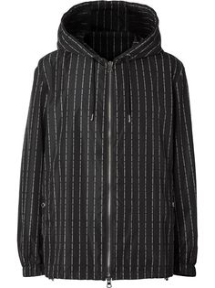 Burberry куртка в тонкую полоску с капюшоном и логотипом