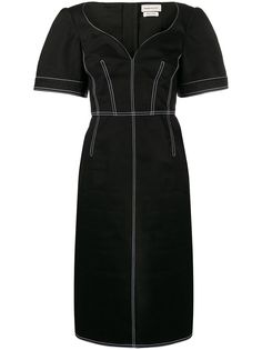 Alexander McQueen приталенное платье с контрастной строчкой