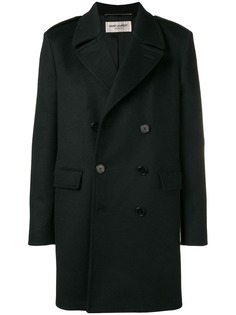 Saint Laurent двубортное пальто узкого кроя