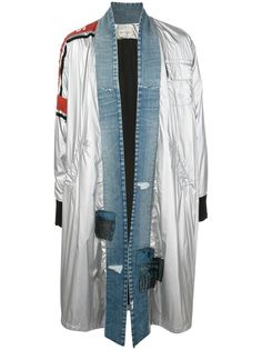 Greg Lauren пальто оверсайз с отделкой из денима