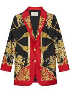 Gucci пиджак с принтом цветов и кисточек
