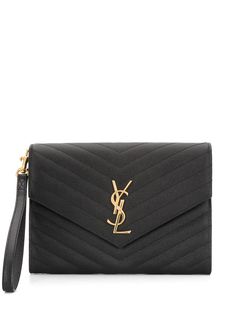 Saint Laurent клатч YSL New Pouch с декором Monogram