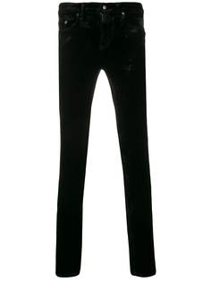 Saint Laurent бархатные брюки скинни