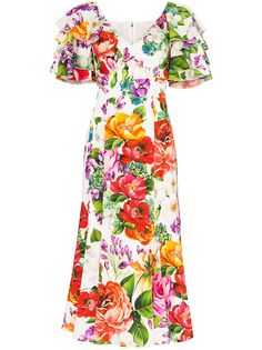 Dolce & Gabbana платье с цветочным принтом и оборками