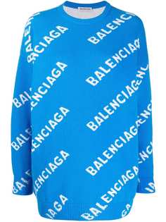 Balenciaga джемпер вязки интарсия с логотипом