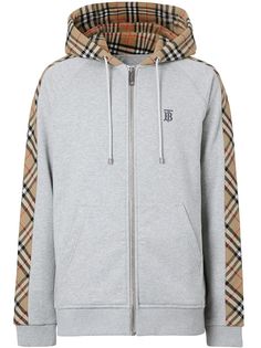 Burberry худи на молнии со вставками в клетку Vintage Check