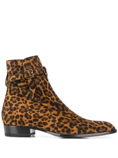 Saint Laurent ботинки Wyatt Jodhpur с леопардовым принтом